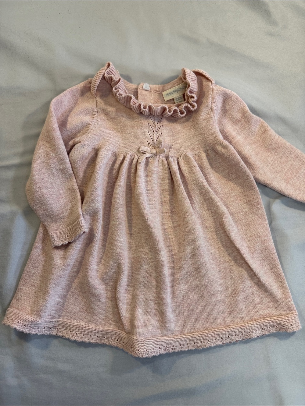 Clasix Beginnings - Kids Pink Ruffle Knit Dress